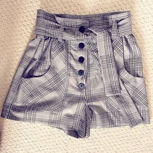Maje plaid high waist grey shorts size 36, never worn
